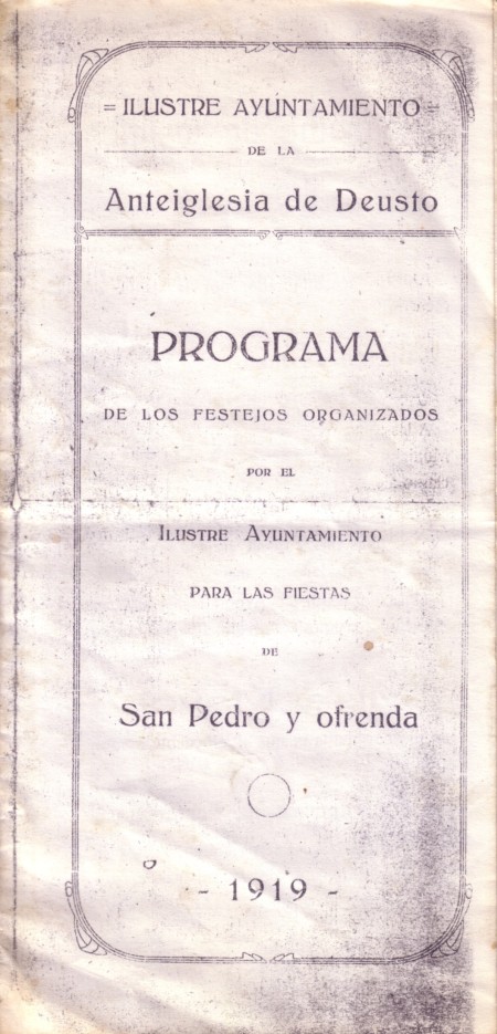 Programa de fiestas de Deusto del año 1.919
